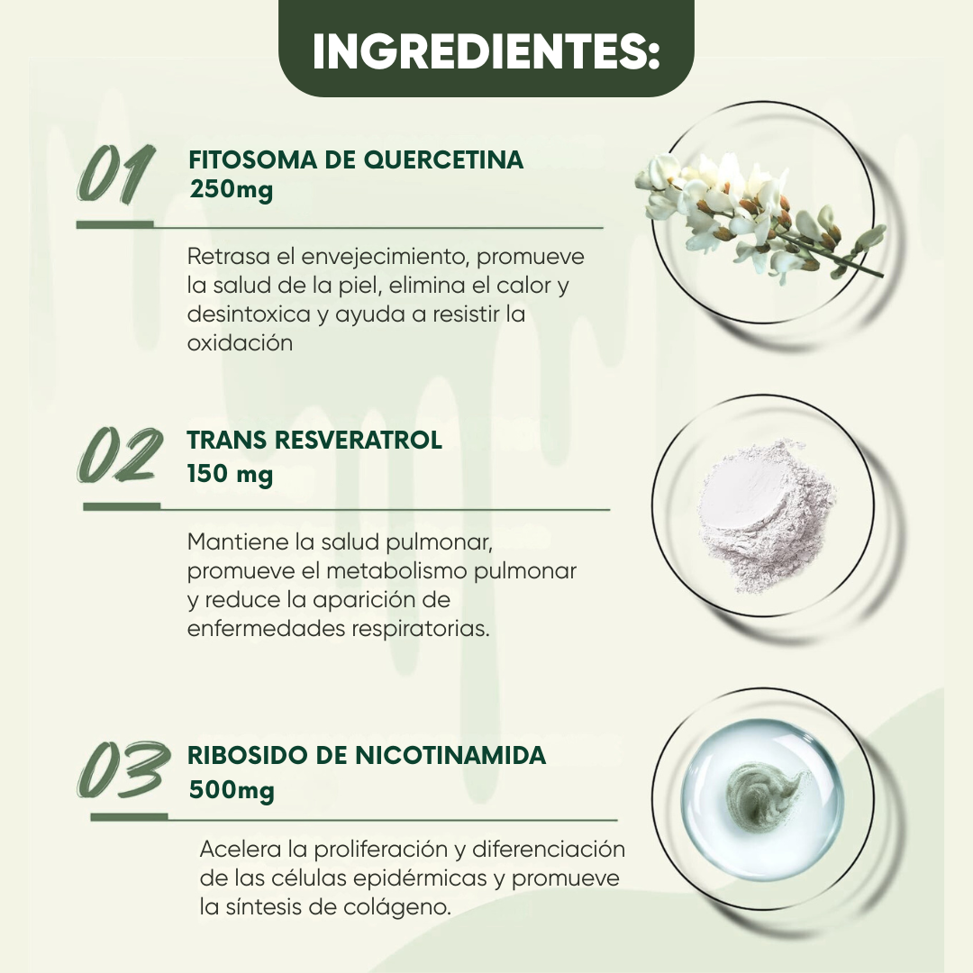 NICOTINAMIDE RIBOSIDE + RESVERATROL x 80 cápsulas
